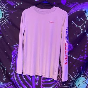 Silver Magellan Outdoors long sleeve w American Flag print on left sleeve